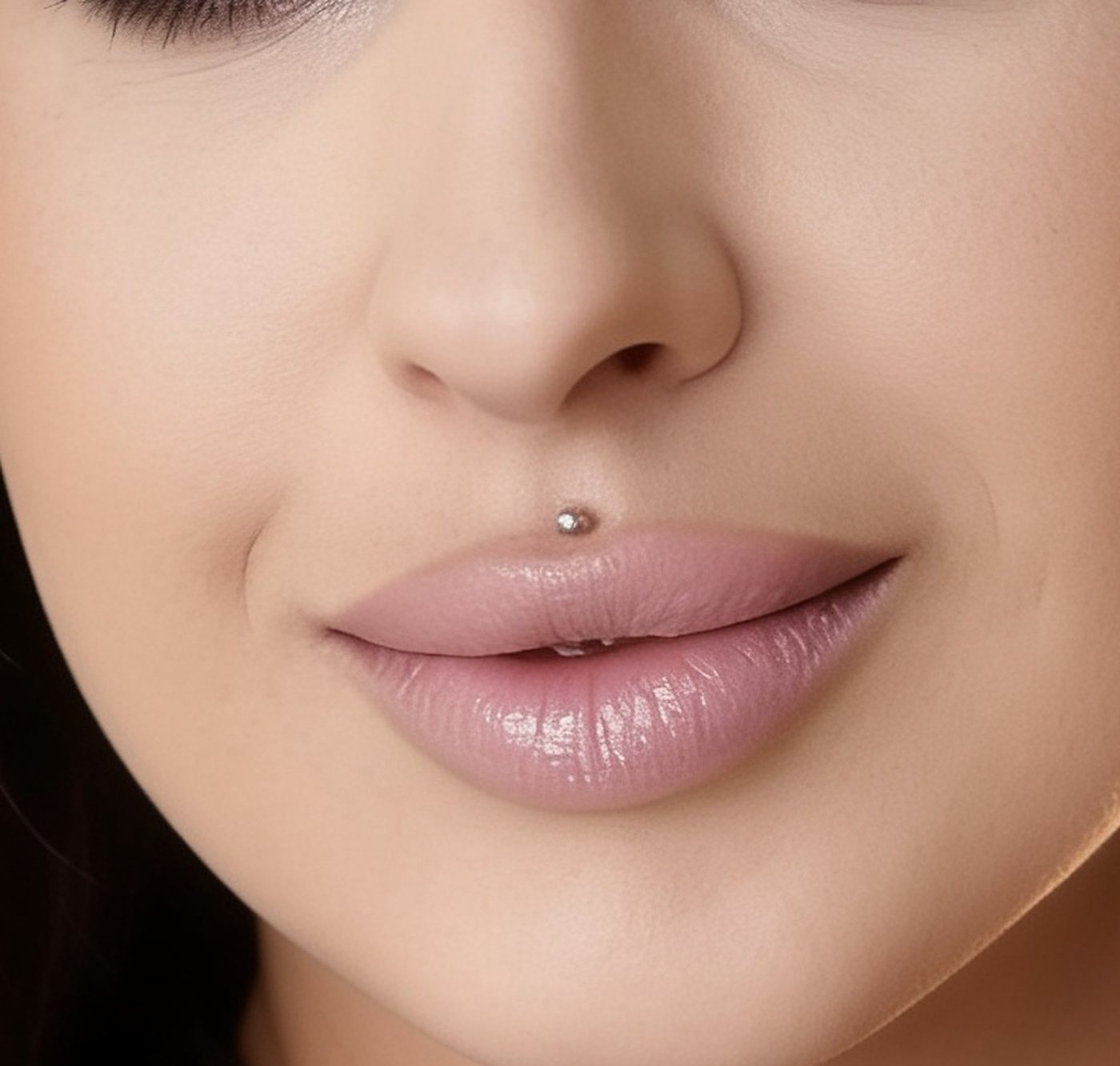 Lip Blush: natürlich getönte Lippen mit sanfter Kontur in Nahaufnahme